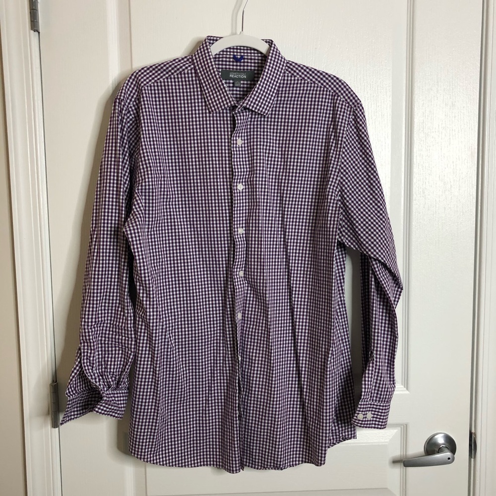 Kenneth Cole Reaction Slim Fit Gingham Dress Shirt